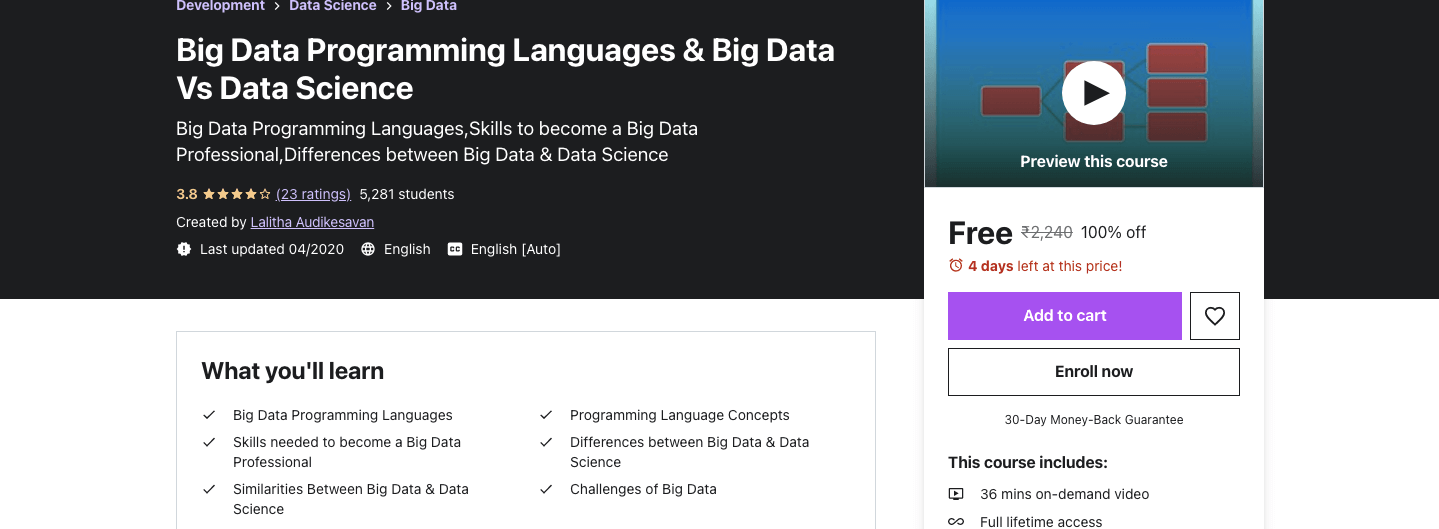 Big Data Programming Languages & Big Data Vs Data Science