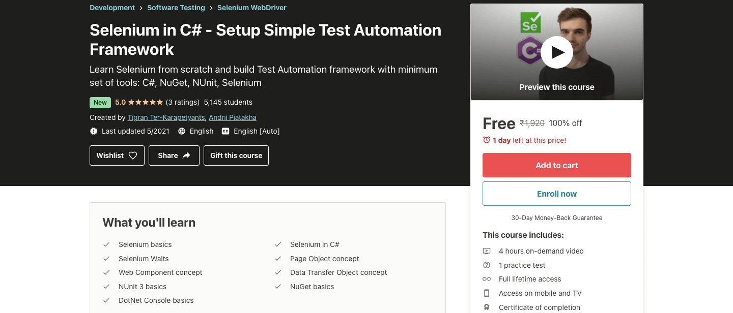 Selenium in C# - Setup Simple Test Automation Framework