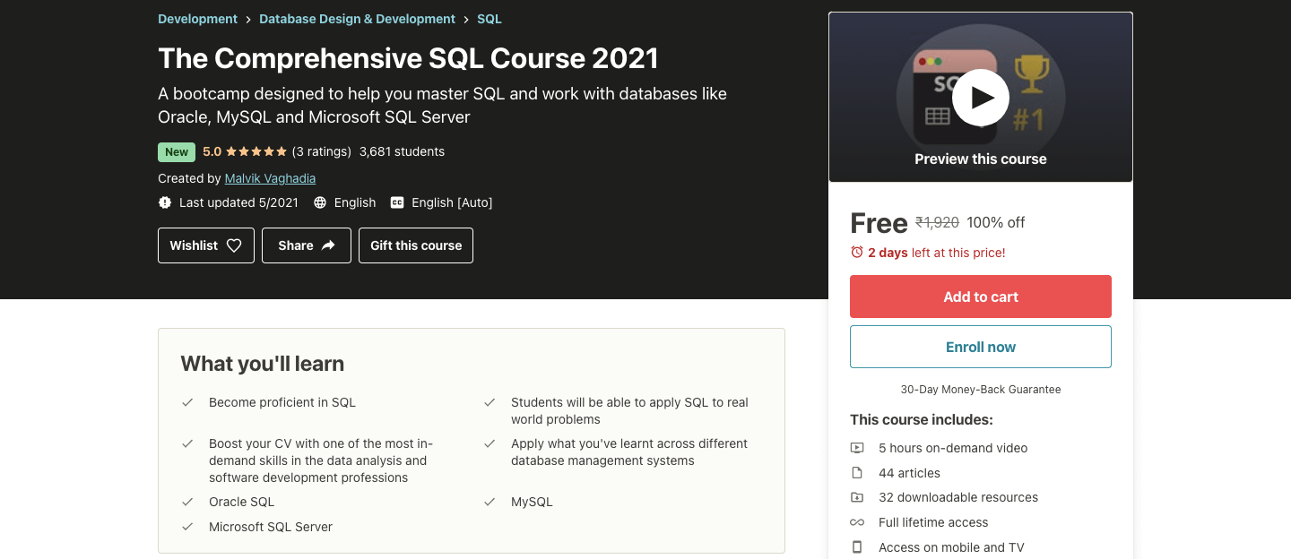 The Comprehensive SQL Course