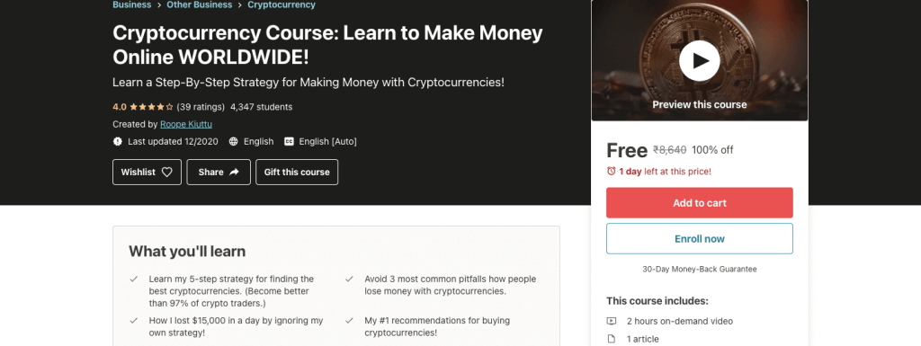 Cryptocurrency Course: Learn to Make Money Online WORLDWIDE!