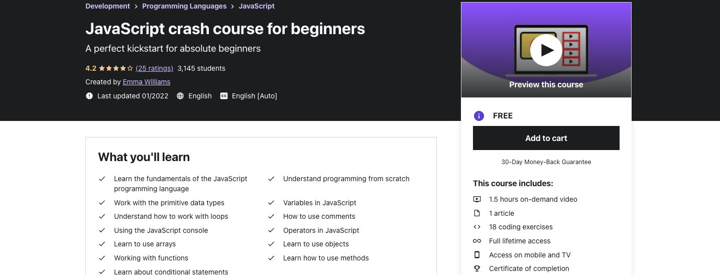 JavaScript crash course for beginners