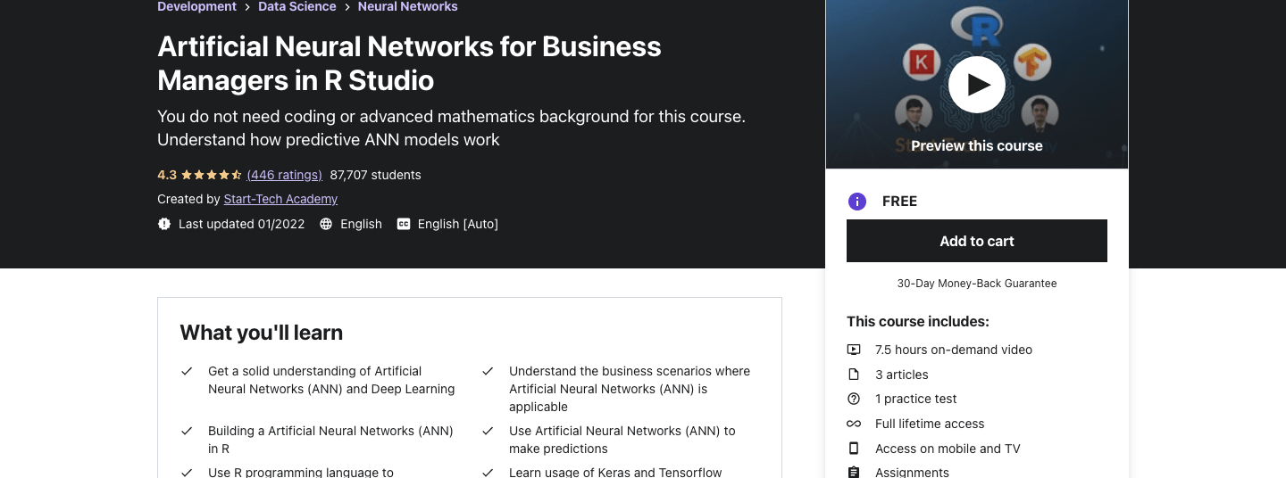 Artificial Neural Networks for Business Managers in R Studio