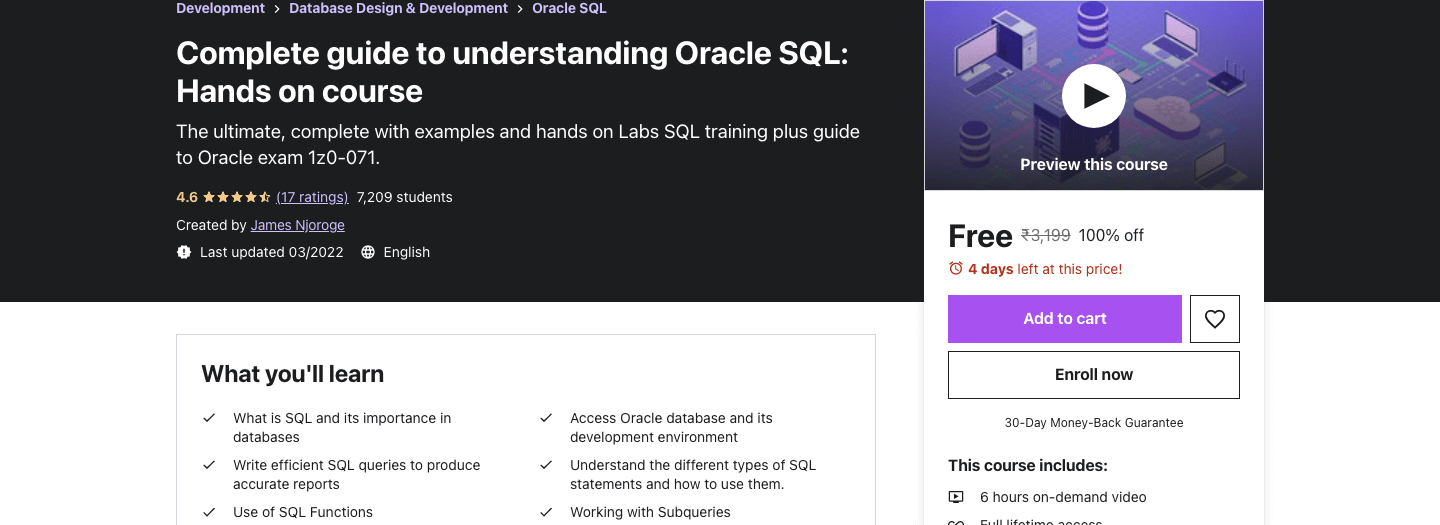 Complete guide to understanding Oracle SQL: Hands on course