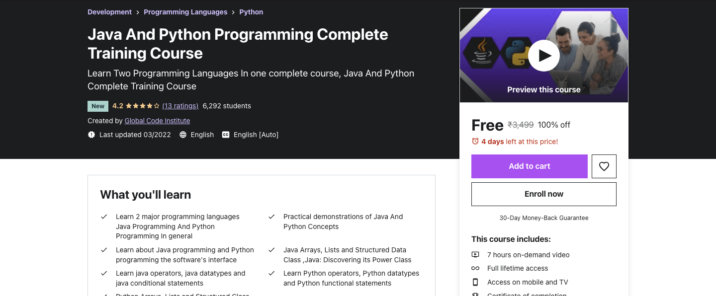 Java And Python Programming Complete Training Course