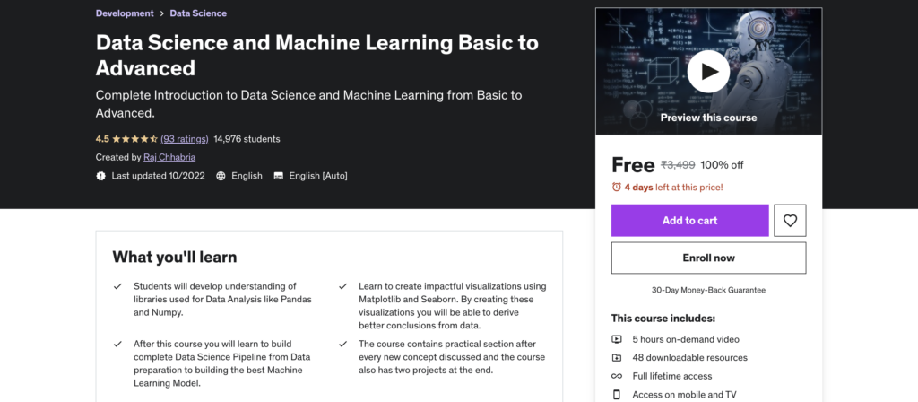 Data Science and Machine Learning Basic to Advanced 