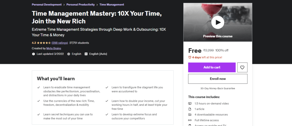 Time Management Mastery: 10X Your Time, Join the New Rich