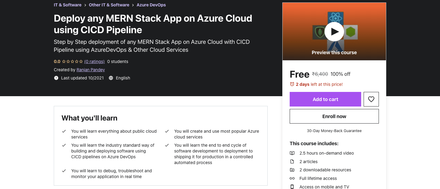 Deploy any MERN Stack App on Azure Cloud using CICD Pipeline