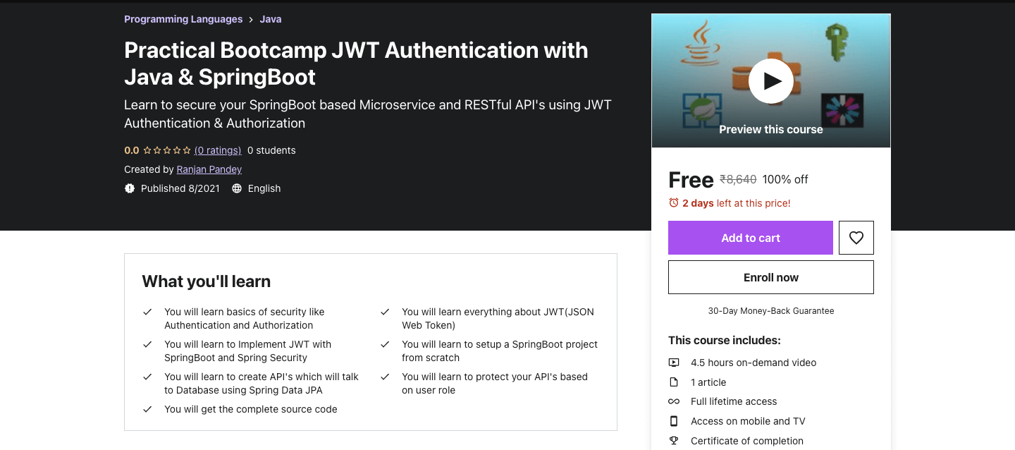 Practical Bootcamp JWT Authentication with Java & SpringBoot