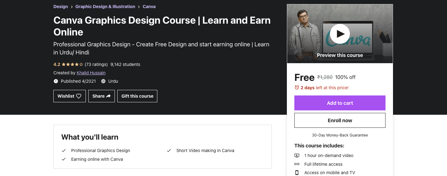Canva Graphics Design Course | Learn and Earn Online 