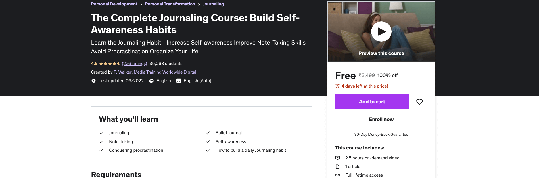 The Complete Journaling Course: Build Self-Awareness Habits