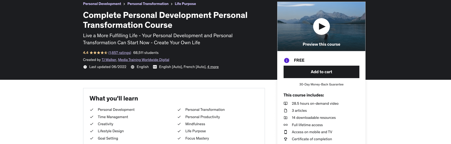 Complete Personal Development Personal Transformation Course