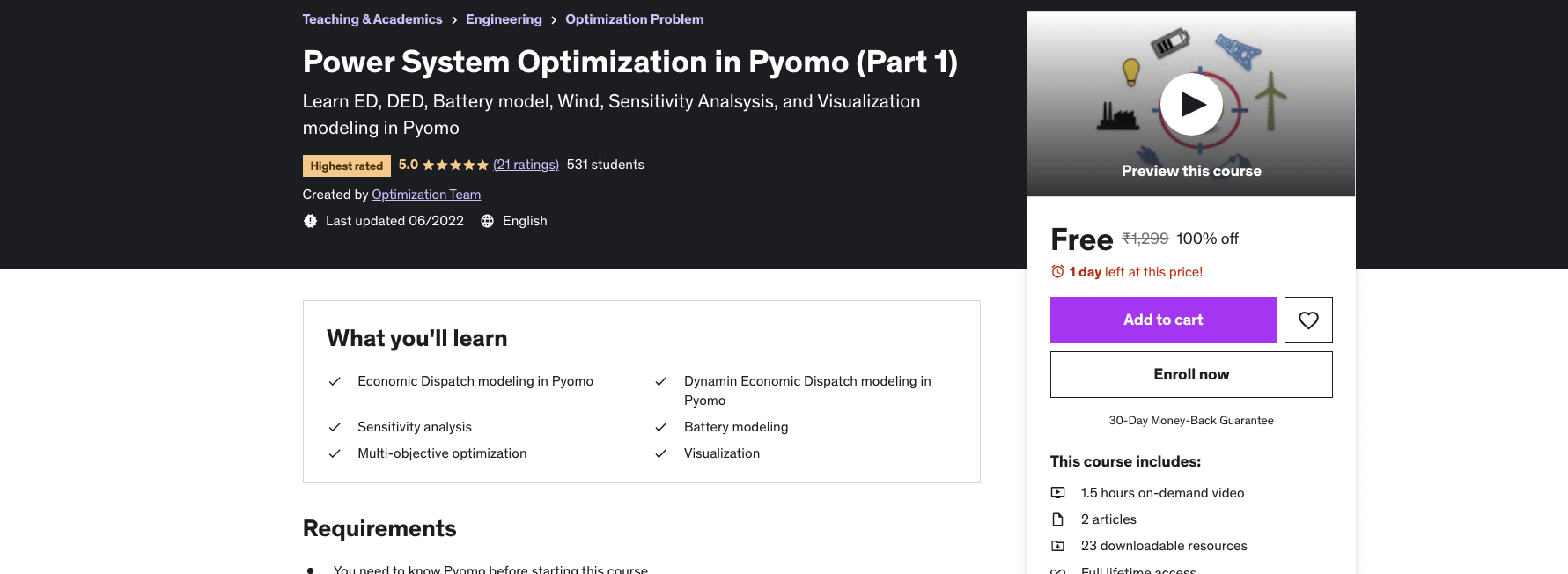 Power System Optimization in Pyomo (Part 1)