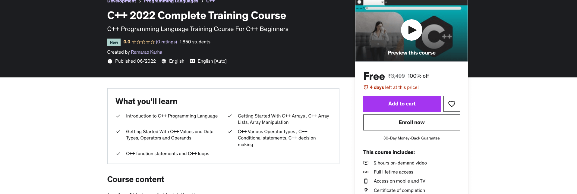 C++ 2022 Complete Training Course
