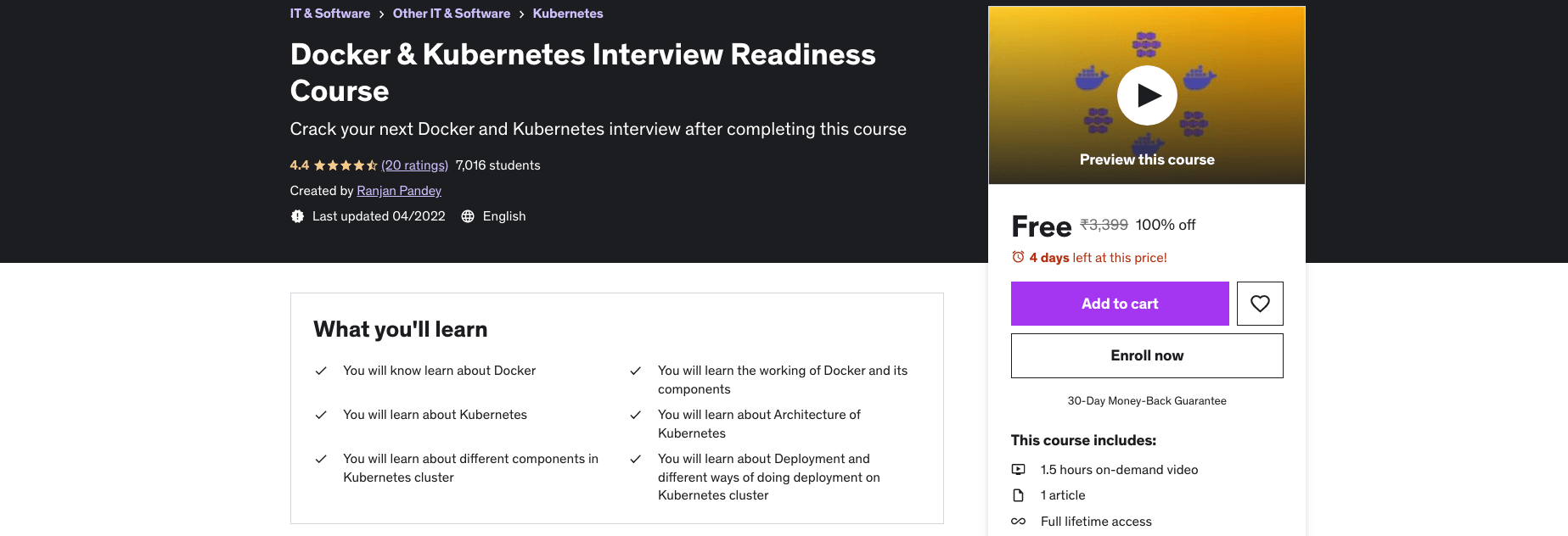Docker & Kubernetes Interview Readiness Course
