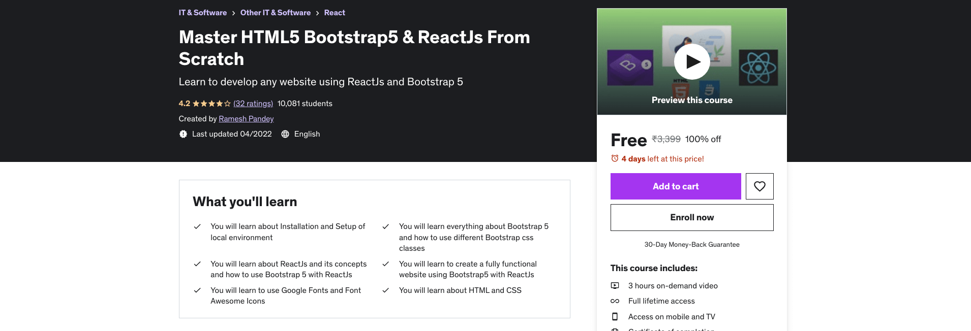 Master HTML5 Bootstrap5 & ReactJs From Scratch
