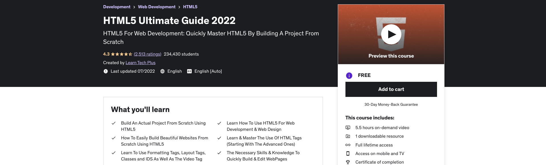 HTML5 Ultimate Guide 2022