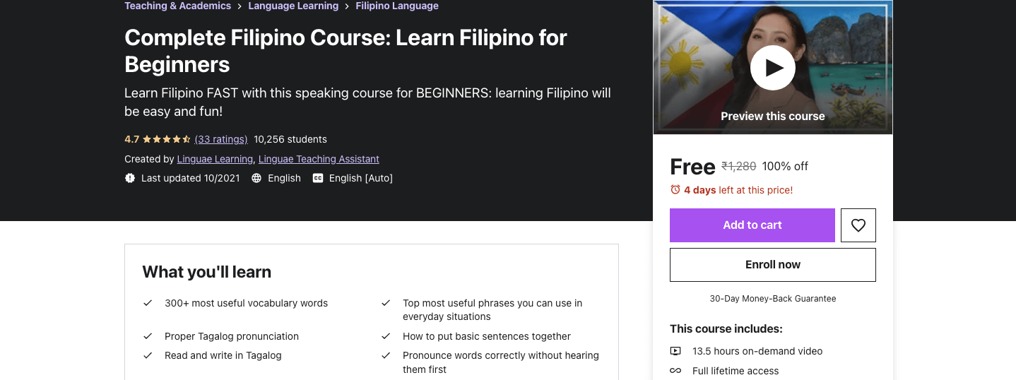 Complete Filipino Course: Learn Filipino for Beginners