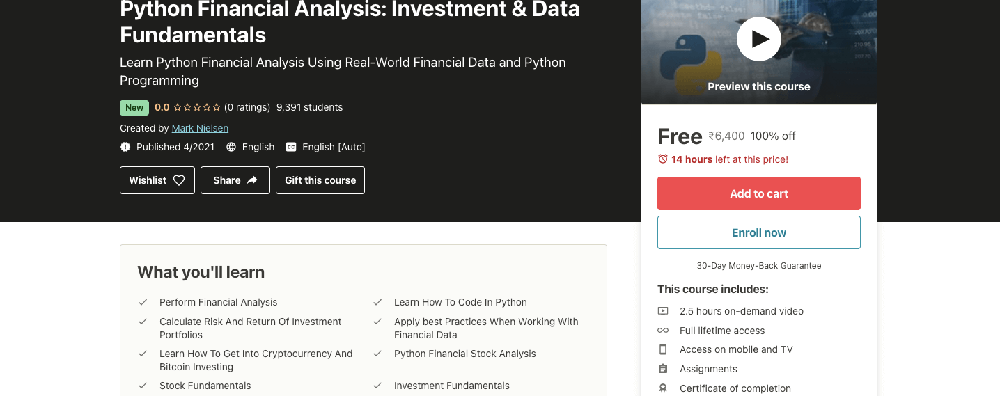 Python Financial Analysis: Investment & Data Fundamentals 