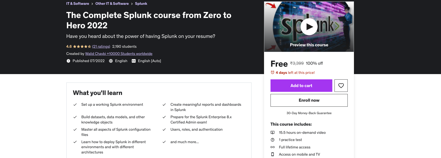 The Complete Splunk course from Zero to Hero 2022