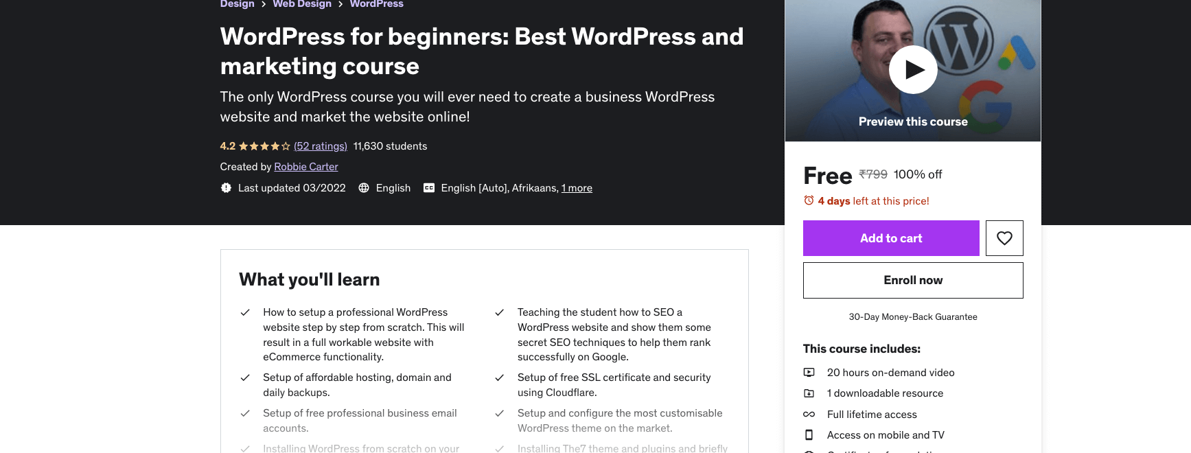 WordPress for beginners: Best WordPress and marketing course