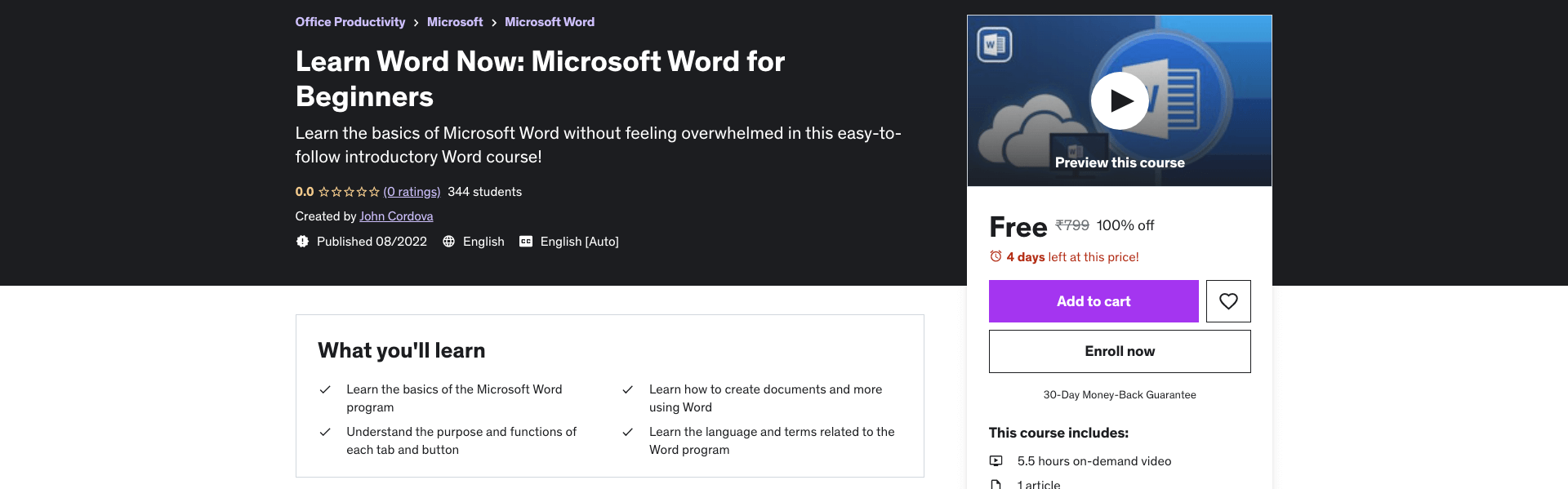 Learn Word Now: Microsoft Word for Beginners