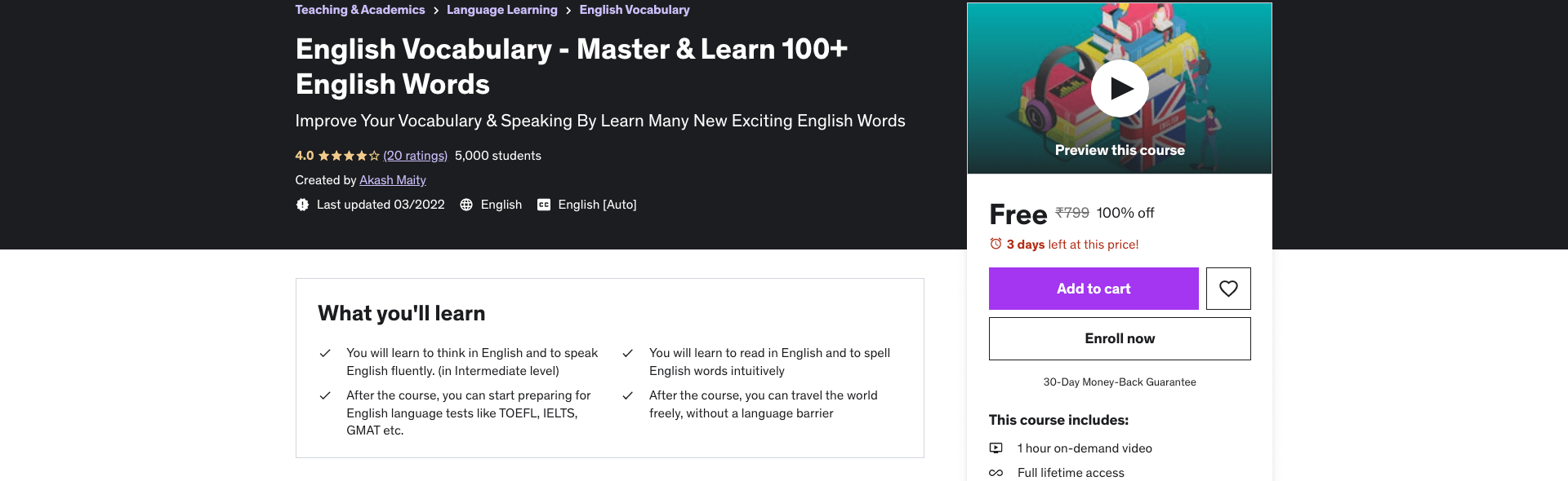 English Vocabulary - Master & Learn 100+ English Words