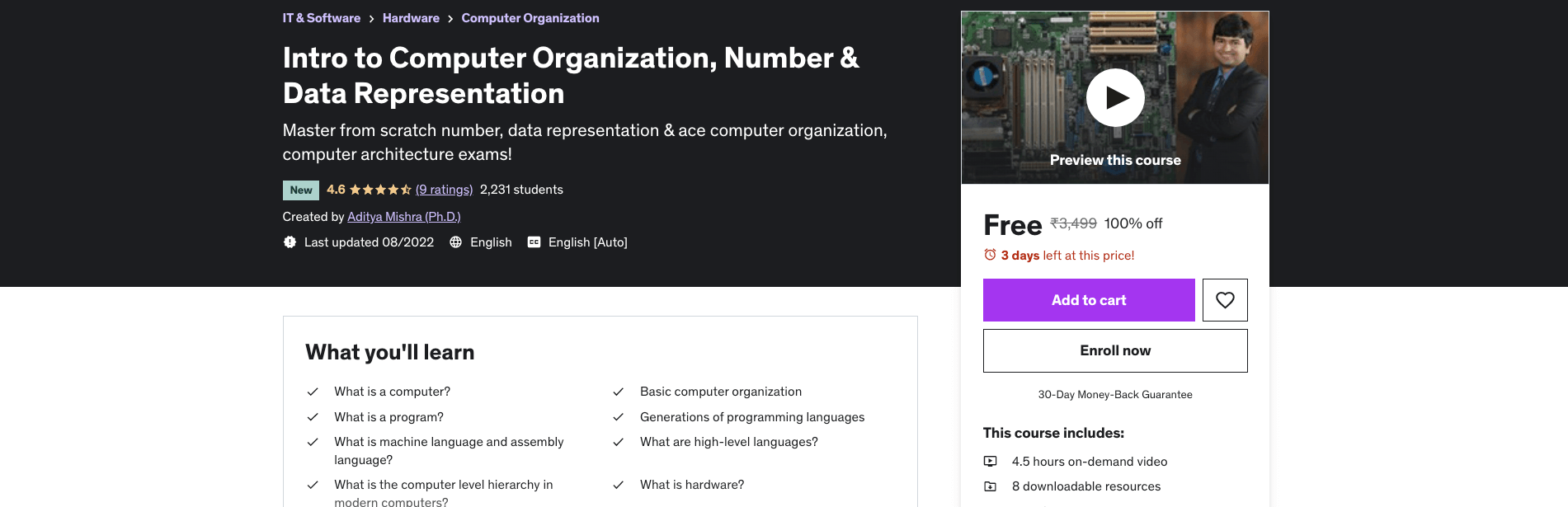 Intro to Computer Organization, Number & Data Representation