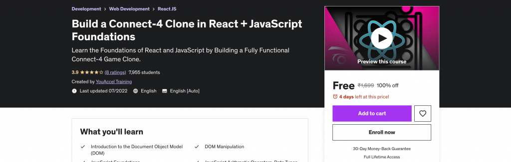 Build a Connect-4 Clone in React + JavaScript Foundations
