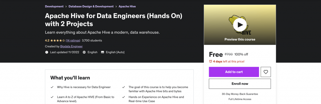 Apache Hive for Data Engineers (Hands On) with 2 Projects

