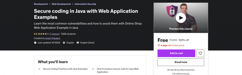Secure coding in Java with Web Application Examples