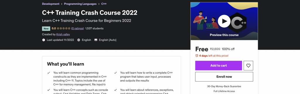 C++ Training Crash Course 2022 