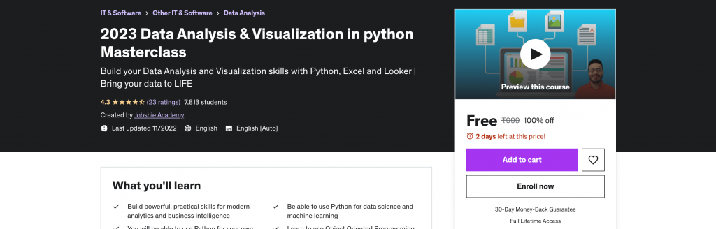 2023 Data Analysis & Visualization in python Masterclass 