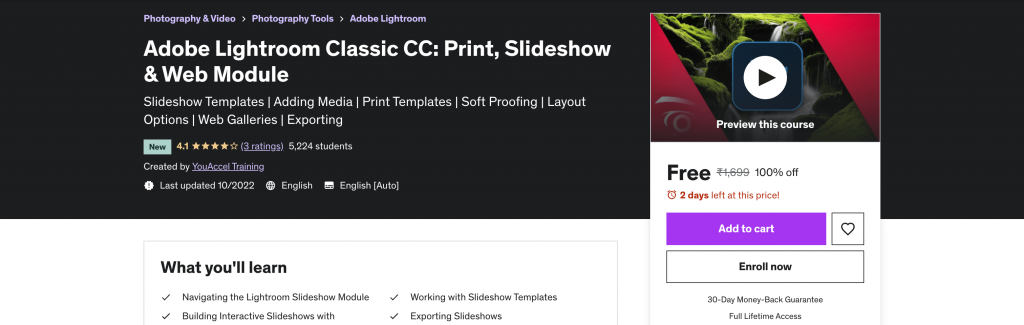 Adobe Lightroom Classic CC: Print, Slideshow & Web Module 