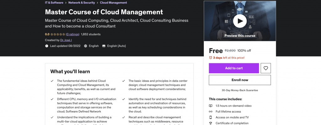 Master Course of Cloud Management 