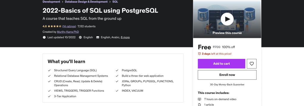 2022-Basics of SQL using PostgreSQL 