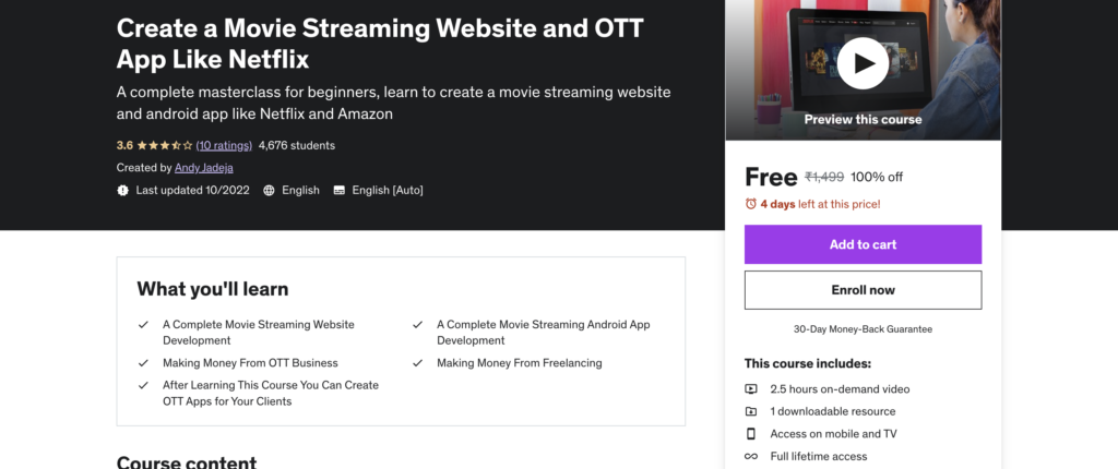 Create a Movie Streaming Website and OTT App Like Netflix

