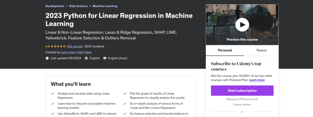 2023 Python for Linear Regression in Machine Learning
